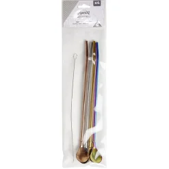 Clearance Gifi Agitateur paille en inox x4 avec goupillon L22cm