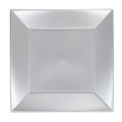 Clearance Gifi Assiette carrée 23x23 cm design incurvé argenté x6