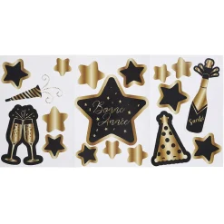 Hot Gifi Autocollant Bonne année noir et doré x18