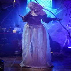 Discount Gifi Automate vieille dame animée et sonore Halloween 150cm