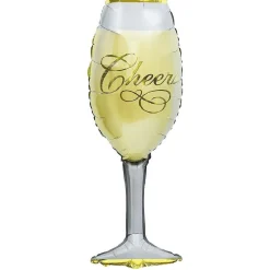 Clearance Gifi Ballon alu forme flûte Cheers gris et doré H90cm