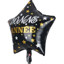 Best Gifi Ballon Bonne année forme étoile en aluminium noir et doré H46cm