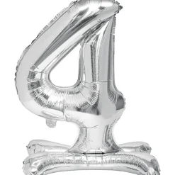 Clearance Gifi Ballon chiffre 4 avec support doré ou argenté 80cm
