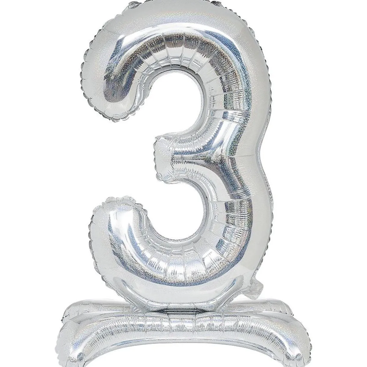 Best Gifi Ballon chiffre 3 doré ou argenté H80 cm avec support