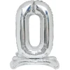 Hot Gifi Ballon chiffre 0 doré ou argenté H80 cm avec support