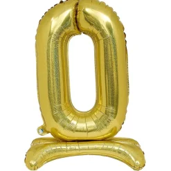 Hot Gifi Ballon chiffre 0 doré ou argenté H80 cm avec support