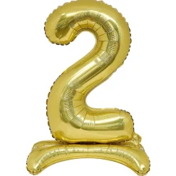 Discount Gifi Ballon chiffre 2 doré ou argenté H80 cm avec support