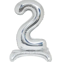 Discount Gifi Ballon chiffre 2 doré ou argenté H80 cm avec support