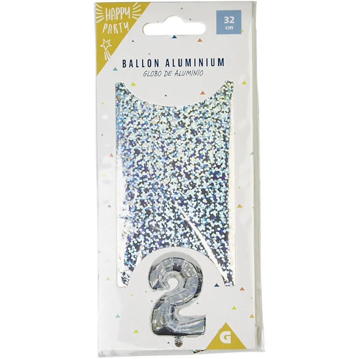 Hot Gifi Ballon chiffre 2 noir argenté ou doré