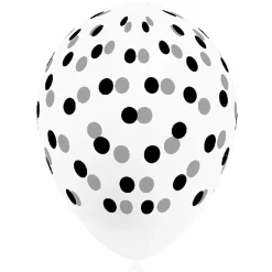 Hot Gifi Ballon de baudruche blanc motif pois gris et noir x8