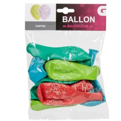 Discount Gifi Ballon de baudruche chiffre 0 multicolore x8