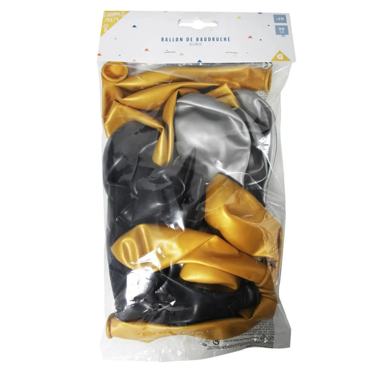 New Gifi Ballon de baudruche nacré doré argenté noir x20