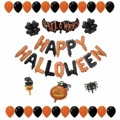 New Gifi Ballon Halloween forme ovale lettres et symboles noir et orange x66