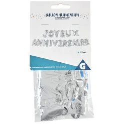 New Gifi Ballon JOYEUX ANNIVERSAIRE en aluminium doré/argenté