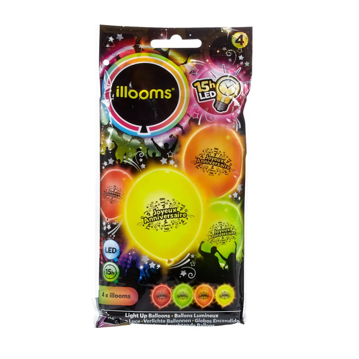 Best Gifi Ballon led coloré Joyeux Anniversaire x4