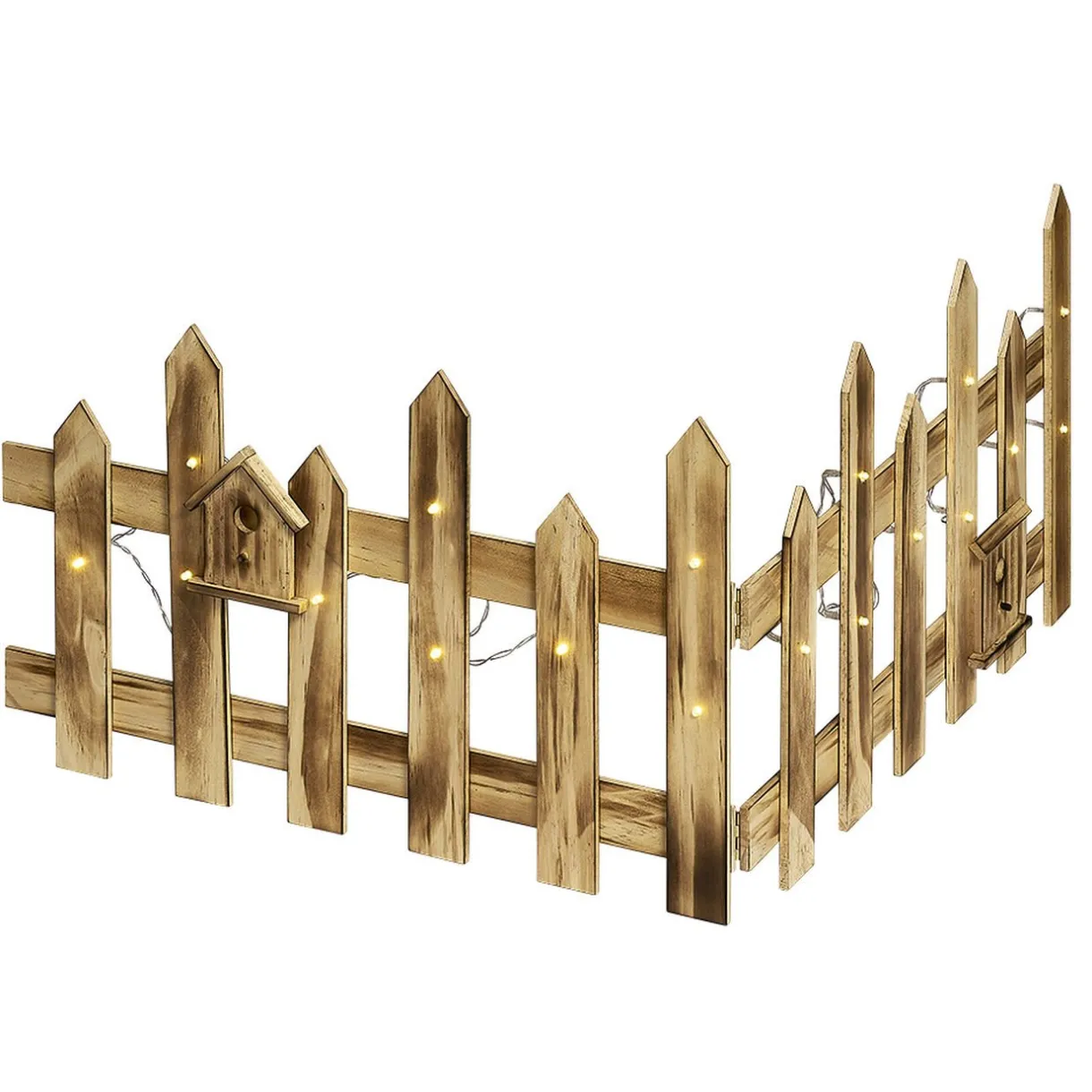 Gifi Barrière en bois lumineuse clôture de Noël 18 LED blanc chaud^ Décoration Intérieure De Noël