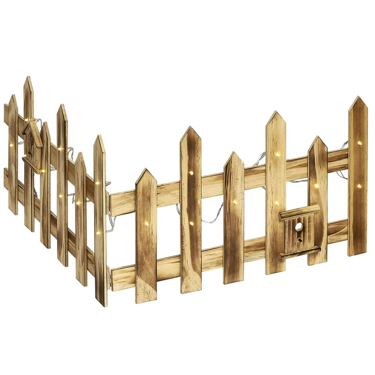 Gifi Barrière en bois lumineuse clôture de Noël 18 LED blanc chaud^ Décoration Intérieure De Noël