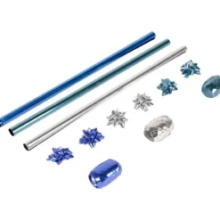 Gifi Bolduc noeud et papier cadeau argenté bleu^ Loisirs Créatifs Et Emballage Cadeau