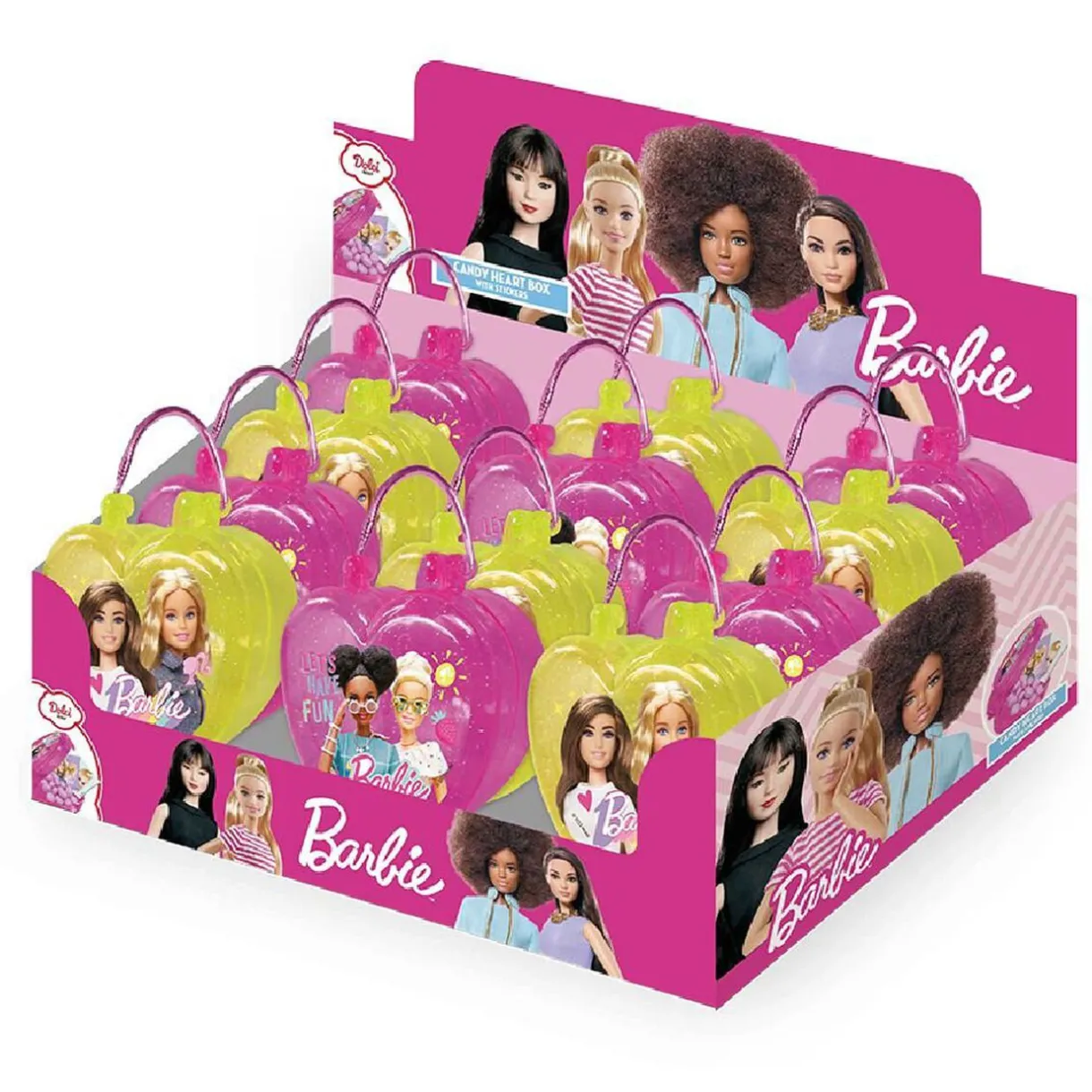 Gifi Bonbons et autocollants Barbie dans boîte forme coeur 10g
