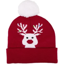 Gifi Bonnet de Noël Adulte en tricot lumineux^ Déguisement Et Tenue De Noël