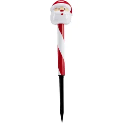 Gifi Borne solaire 1 LED personnage de Noël rouge et blanc H35cm^ Décoration Extérieure De Noël