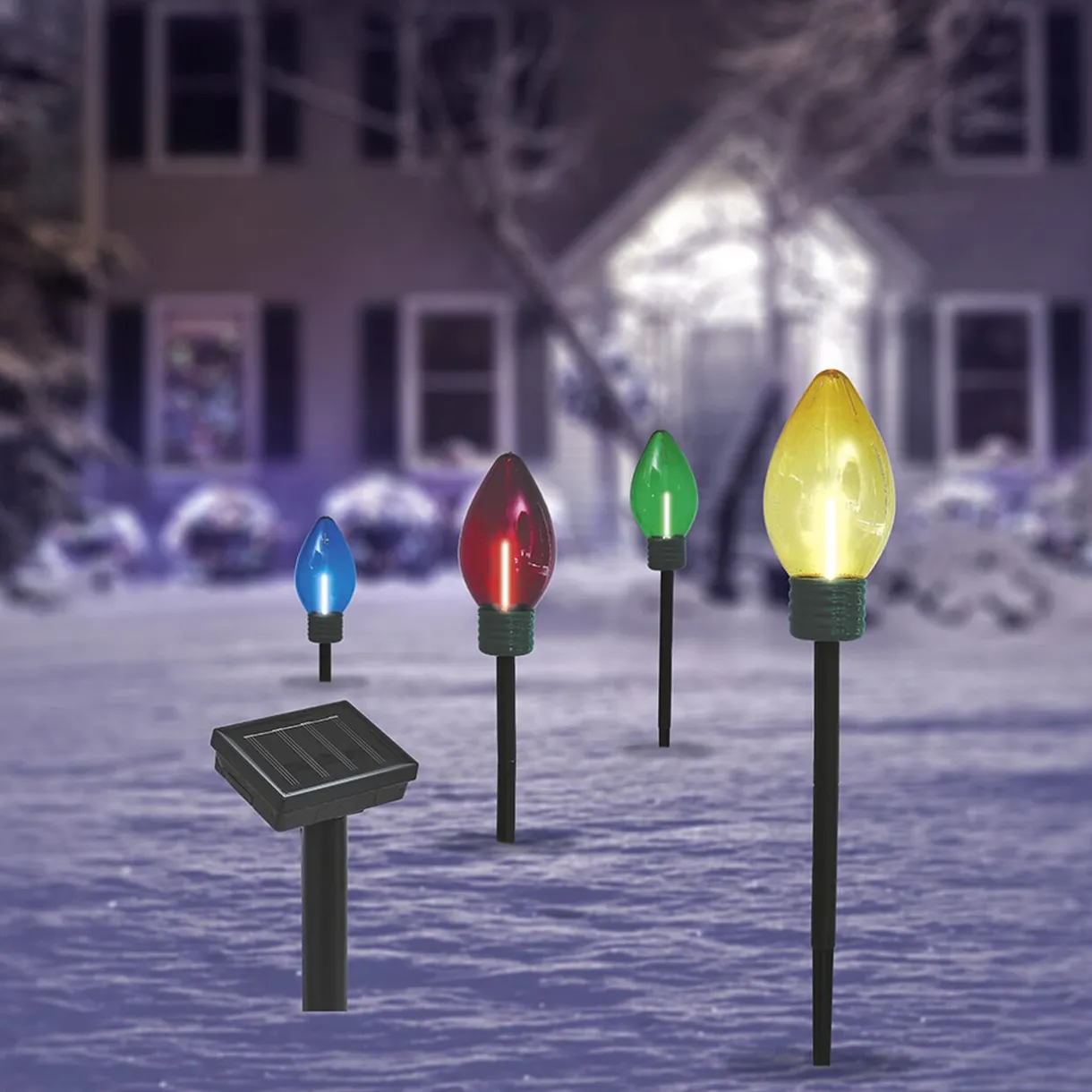 Gifi Borne solaire 1LED blanc chaud H53,5cm x4^ Décoration Extérieure De Noël