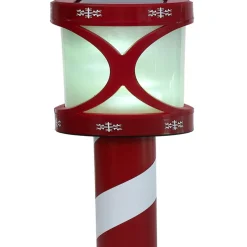 Gifi Borne solaire rouge et blanche 10LED couleurs changeantes H100cm^ Décoration Extérieure De Noël