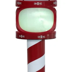 Gifi Borne solaire rouge et blanche 10LED couleurs changeantes H100cm^ Décoration Extérieure De Noël