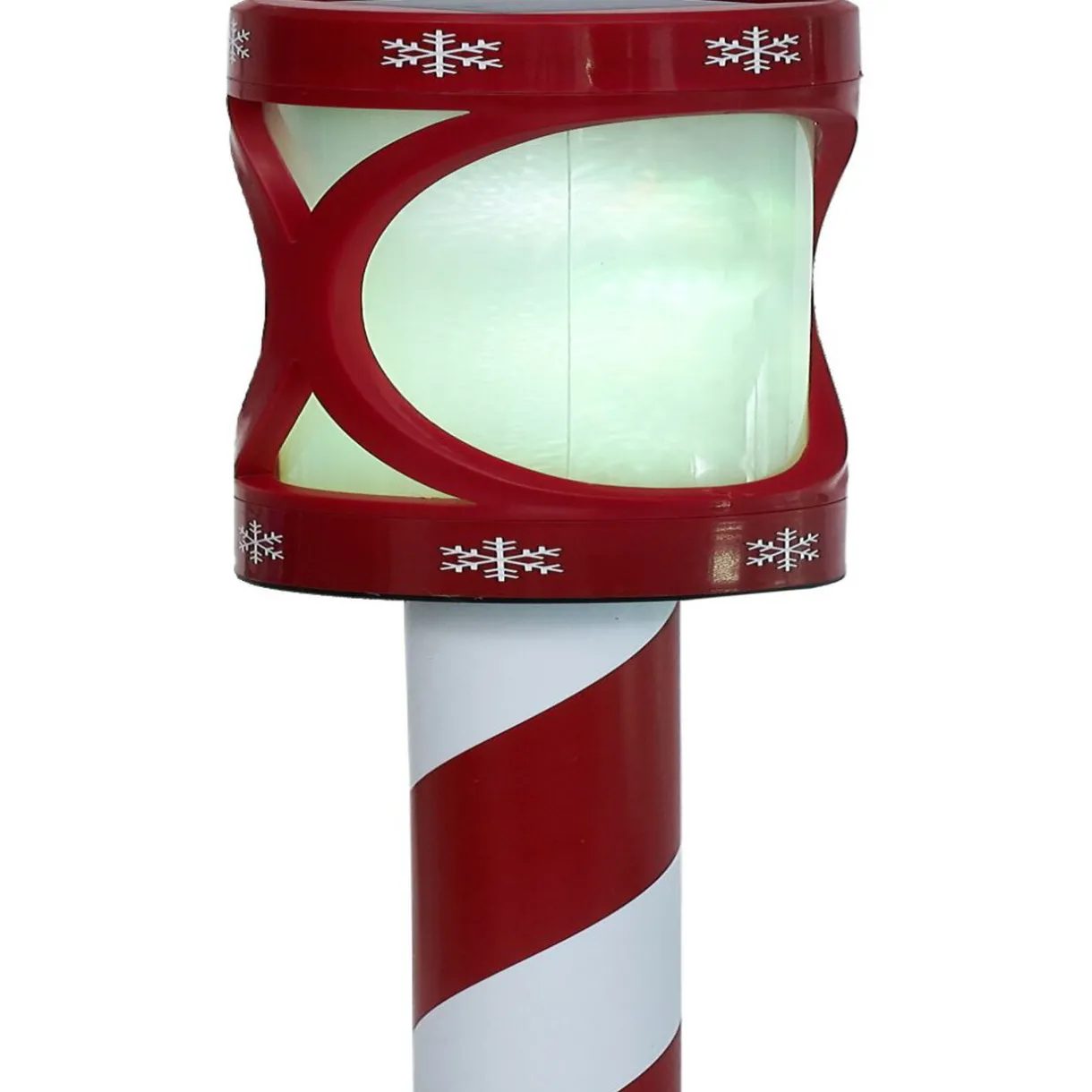 Gifi Borne solaire rouge et blanche 10LED couleurs changeantes H100cm^ Décoration Extérieure De Noël