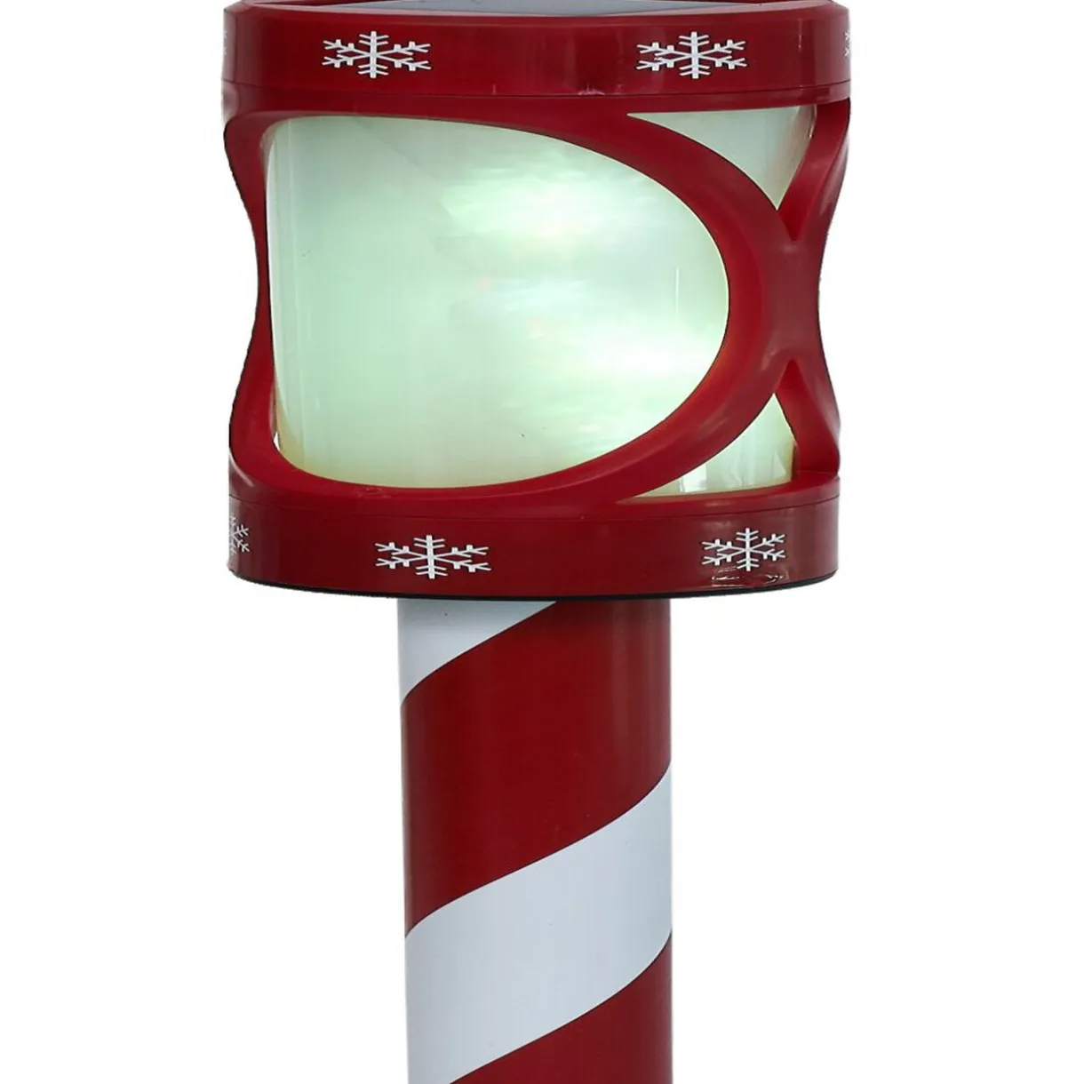 Gifi Borne solaire rouge et blanche 10LED couleurs changeantes H100cm^ Décoration Extérieure De Noël