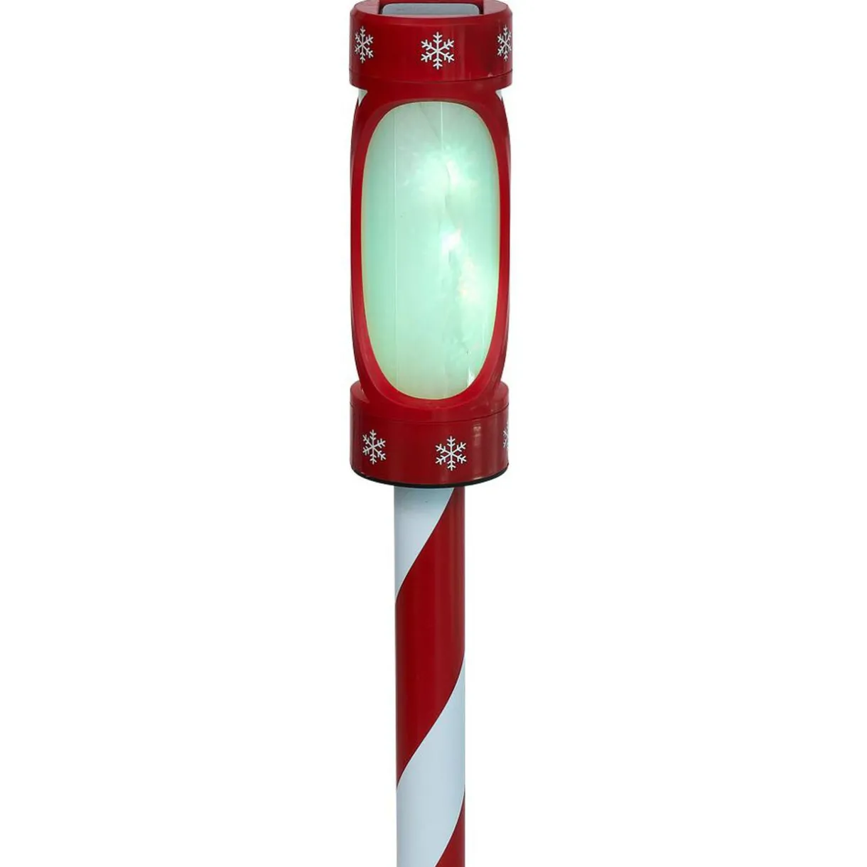 Gifi Borne solaire rouge et blanche 10LED couleurs changeantes H100cm^ Décoration Extérieure De Noël