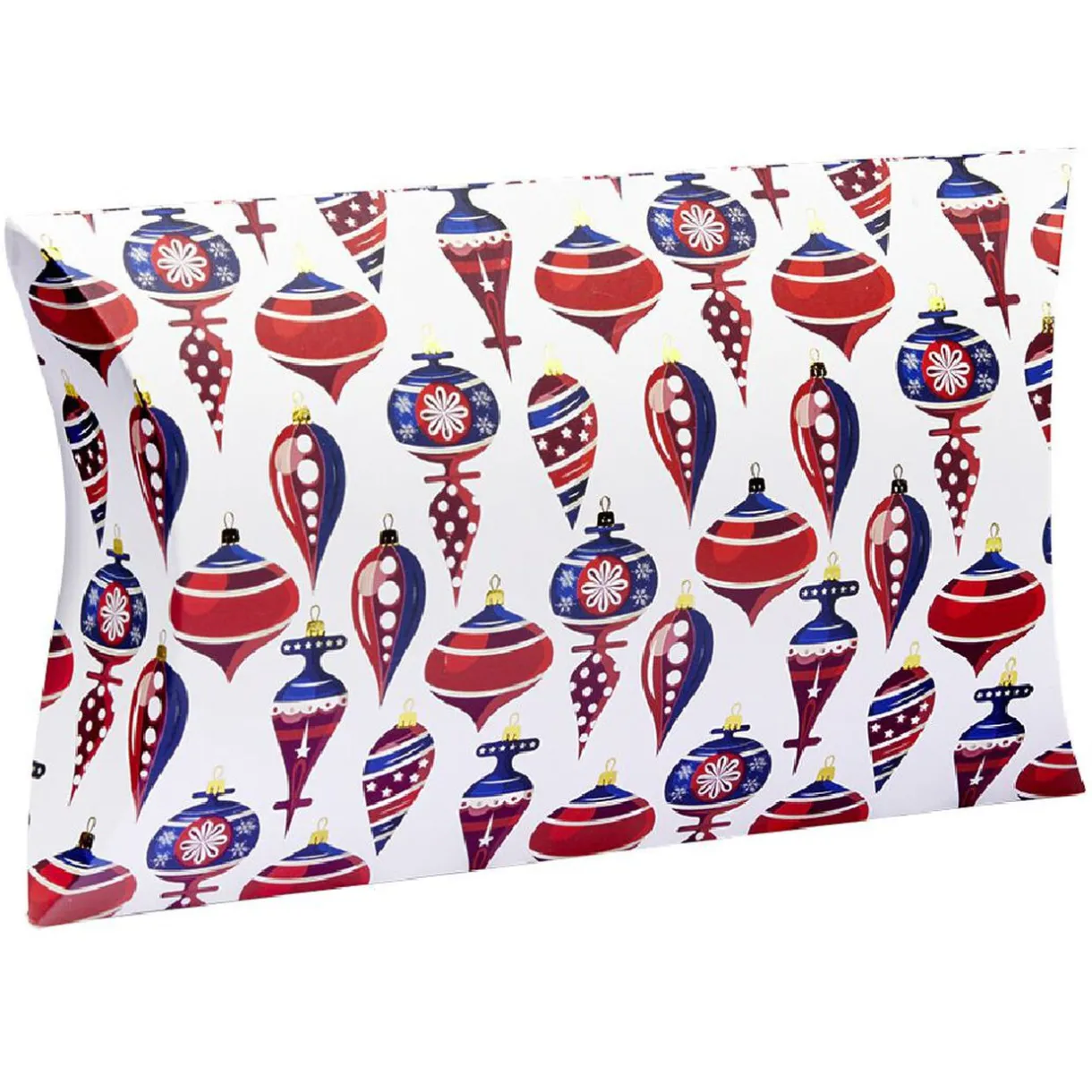 Gifi Boîte cadeau berlingot motif boule de noel or rouge bleu blanc Taille S^ Loisirs Créatifs Et Emballage Cadeau