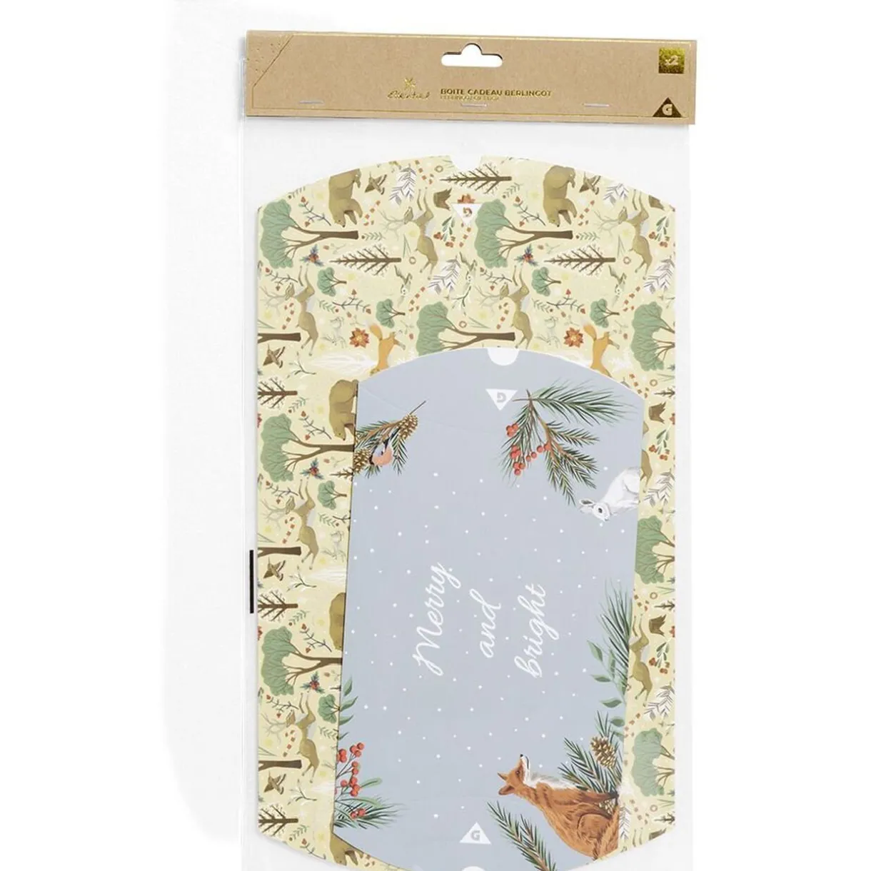 Gifi Boîte cadeau berlingot Noël motif nature x2^ Loisirs Créatifs Et Emballage Cadeau