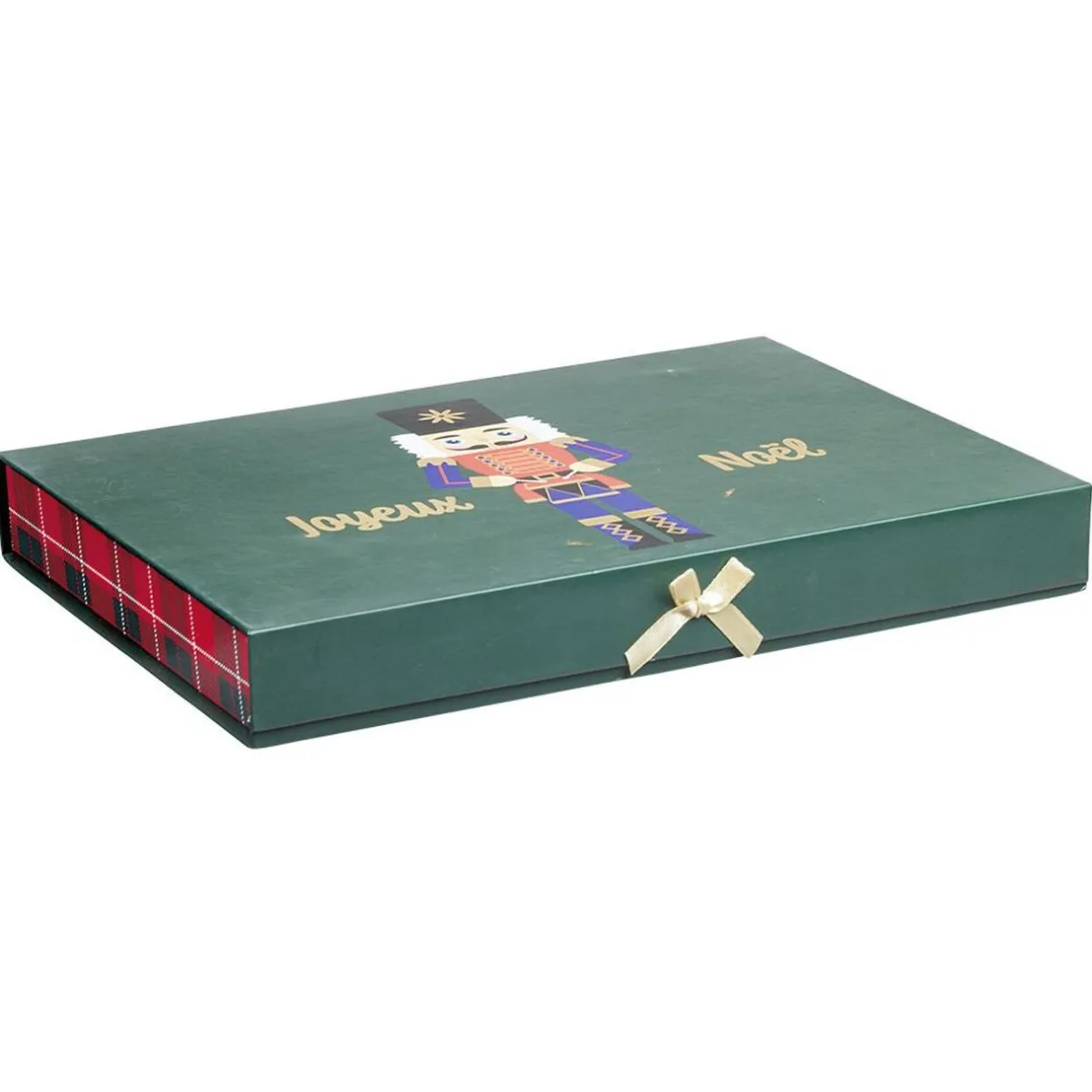 Gifi Boîte cadeau Joyeux Noël motif tartan et soldat casse-noisette^ Loisirs Créatifs Et Emballage Cadeau