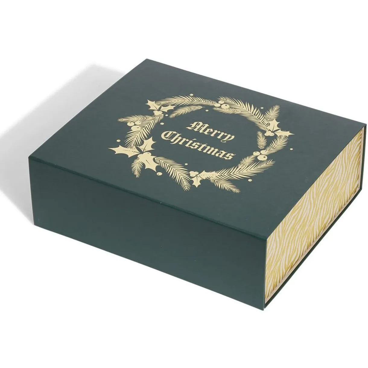 Gifi Boîte cadeau Noël pliable motif couronne dorée^ Loisirs Créatifs Et Emballage Cadeau