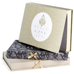 Gifi Boîte cadeau rectangulaire Noël inscription Peace Love Joy doré^ Loisirs Créatifs Et Emballage Cadeau