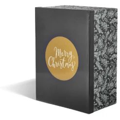 Gifi Boîte de Noël motif feuillage hiver gris et blanc x2^ Loisirs Créatifs Et Emballage Cadeau