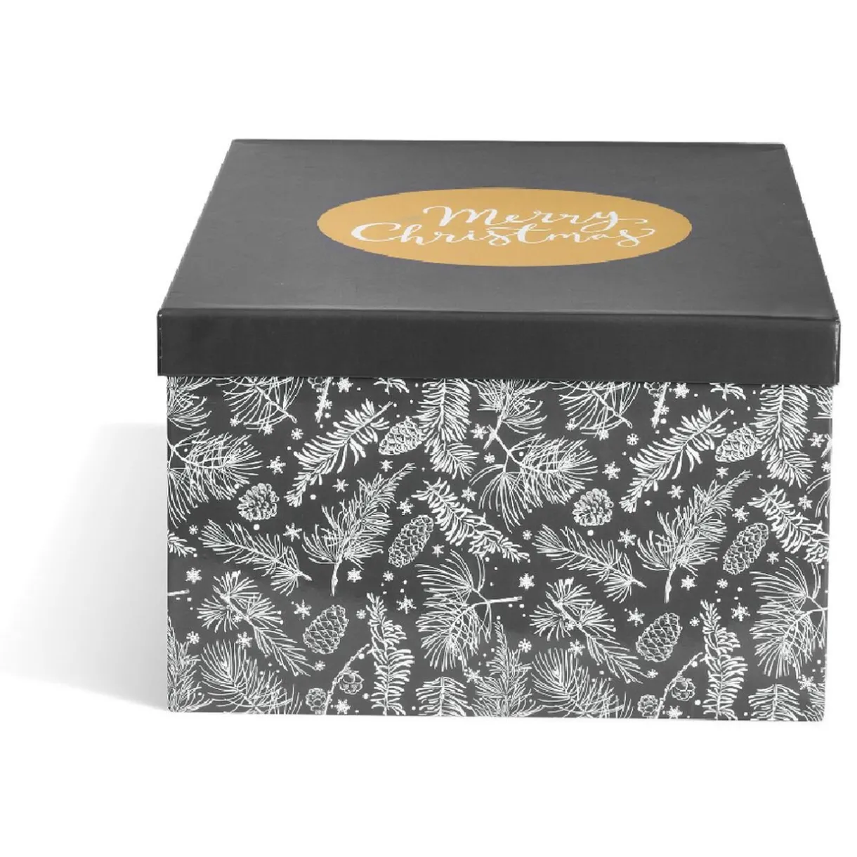 Gifi Boîte de Noël motif feuillage hiver gris et blanc x2^ Loisirs Créatifs Et Emballage Cadeau