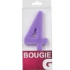 Gifi Bougie anniversaire chiffre 4 violet