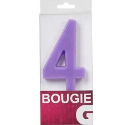 Gifi Bougie anniversaire chiffre 4 violet