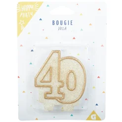 Clearance Gifi Bougie anniversaire chiffre 40 doré pailleté