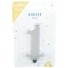 Sale Gifi Bougie anniversaire chiffre 1 mat argenté