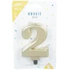 Discount Gifi Bougie anniversaire chiffre 2 mat doré