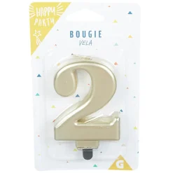 Discount Gifi Bougie anniversaire chiffre 2 mat doré
