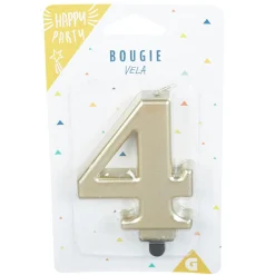 Gifi Bougie anniversaire chiffre 4 mat doré