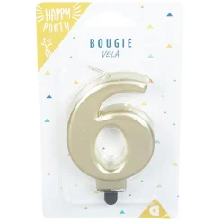Clearance Gifi Bougie anniversaire chiffre 6 mat doré