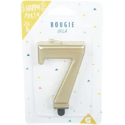 Sale Gifi Bougie anniversaire chiffre 7 mat doré