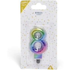 Best Gifi Bougie anniversaire chiffre 8 iridescent