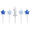 Clearance Gifi Bougie anniversaire chiffre 1 argenté avec bougies étoiles bleues