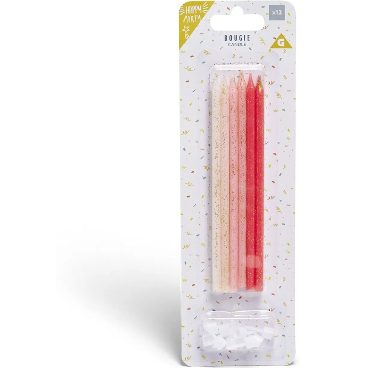 Gifi Bougie anniversaire longue rose x12